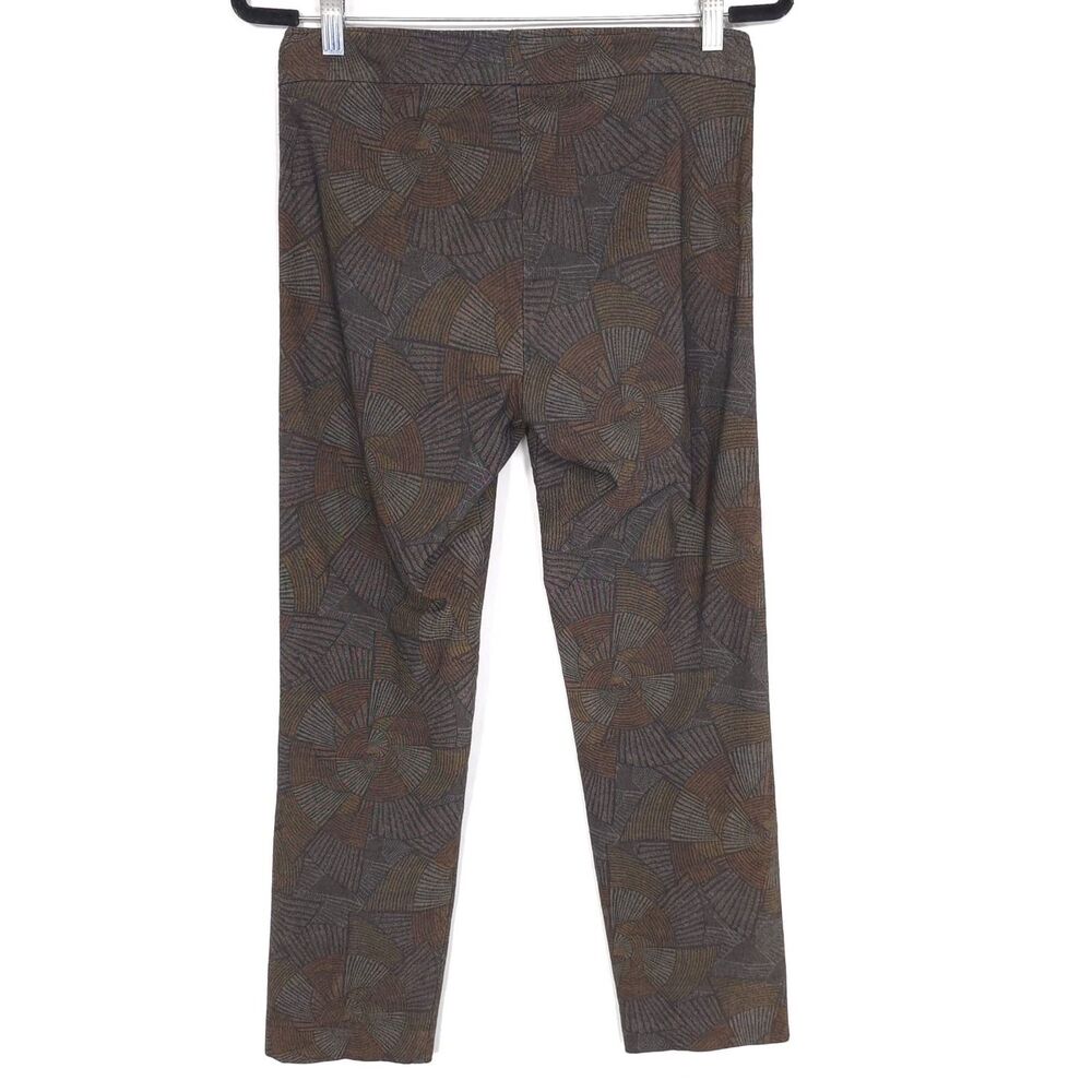 AVENUE MONTAIGNE Geometric Ankle Pants Brown Pull On Size 8 USA MADE Handcrafted - Picture 9 of 10